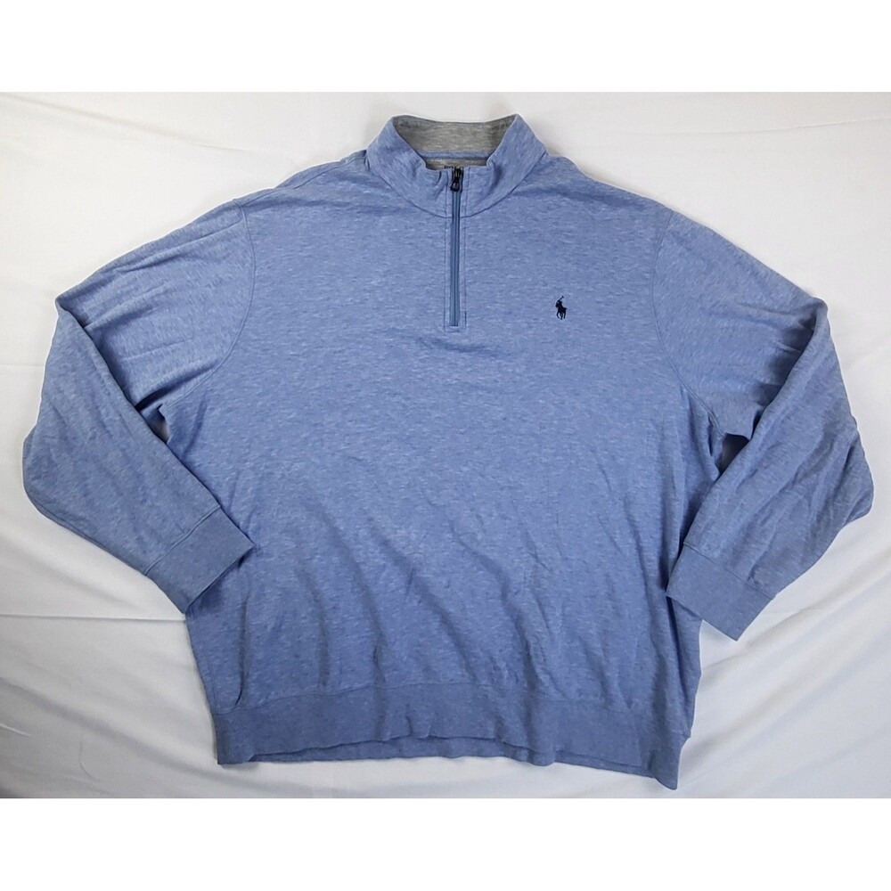 Polo Ralph Lauren Sweater Men XXL Blue Fleece Pullover Shirt 1/4 Zip Performance